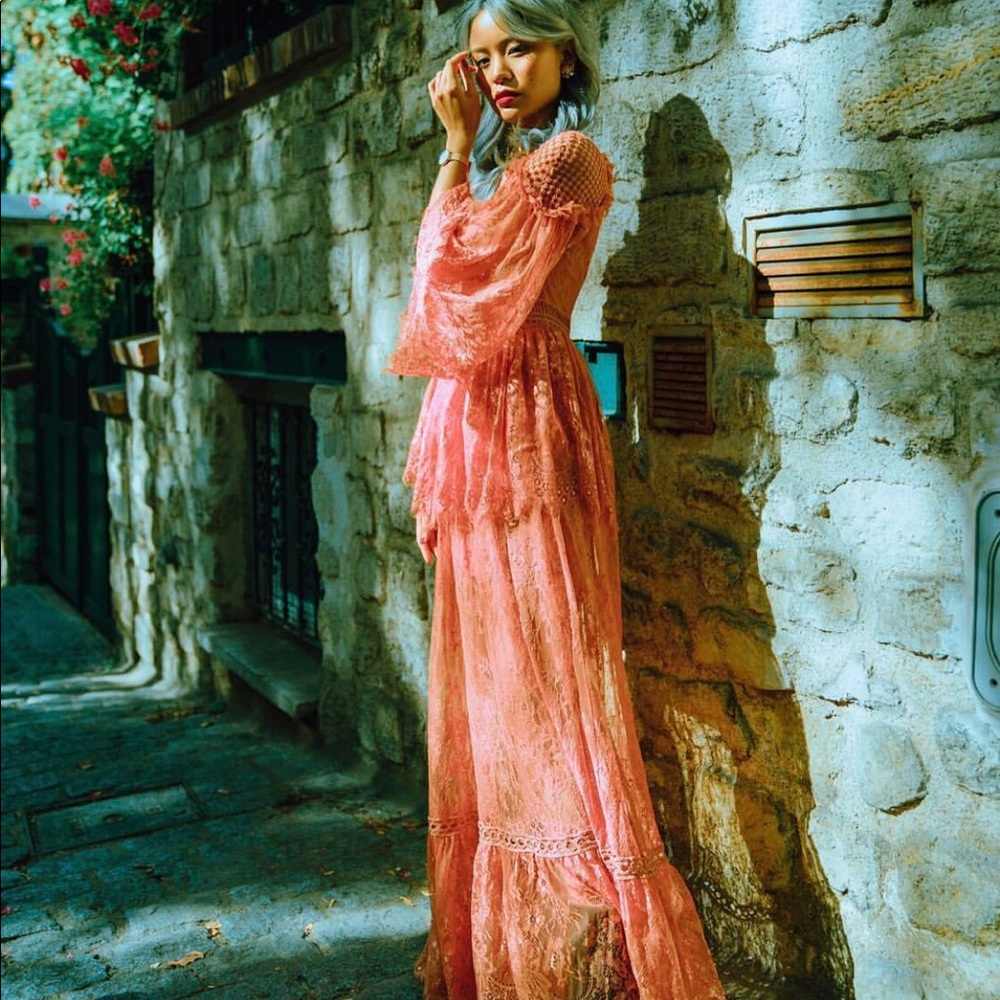 Long Lace Mauve Dress